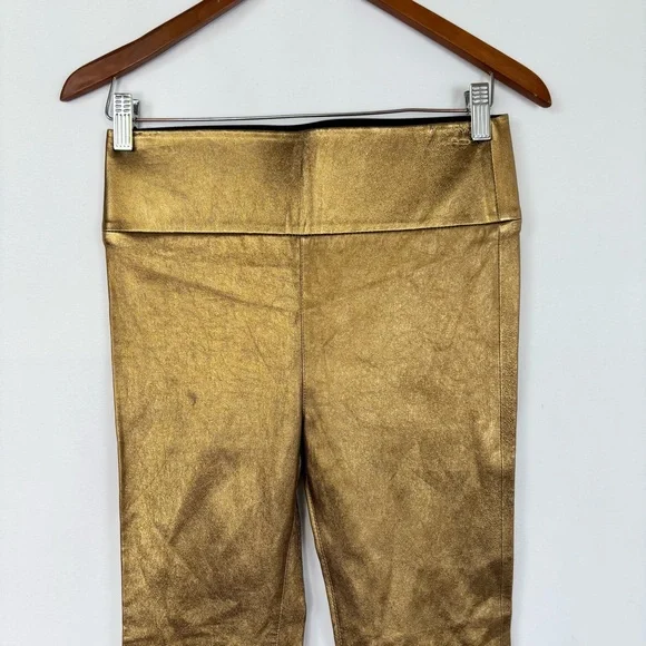 NEW SPRWMN Gold Leather Leggings Size S 25”
